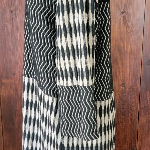 Anthropologie Uncle Frank L Black Tan Chevron Retro Mod Shift Dress 3/4 Sleeve - Picture 8 of 11